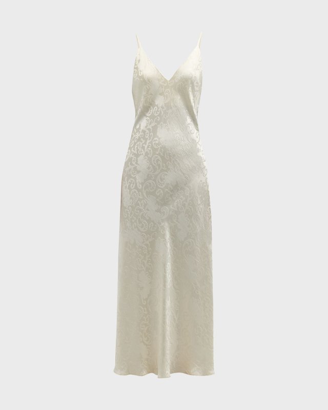 Ines V-Neck Floral Jacquard Nightgown